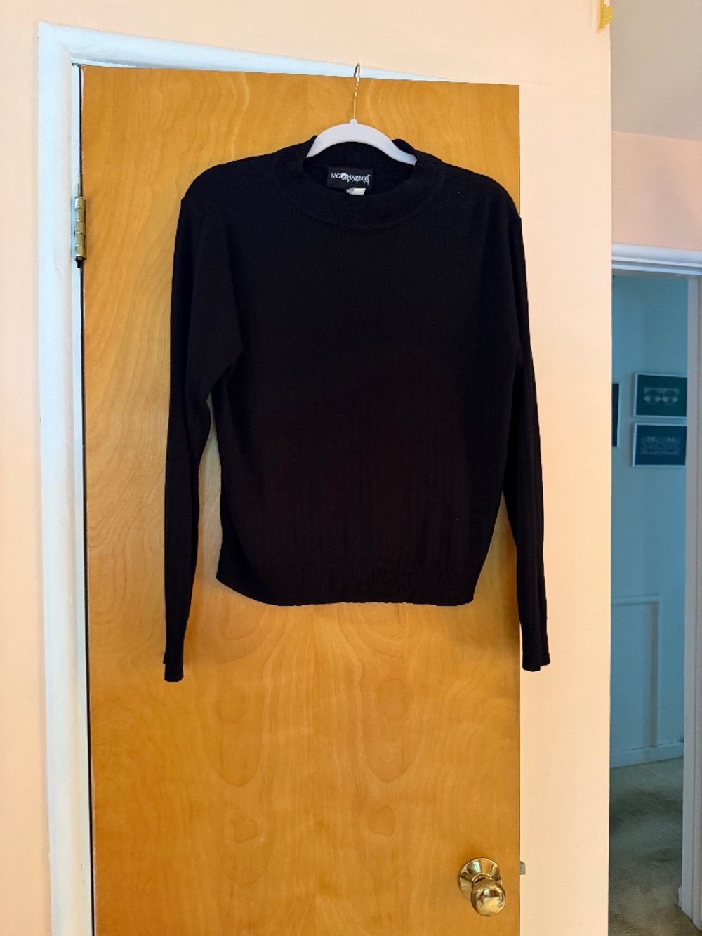 Sag Harbor Petite Black Turtleneck Knit Sweater, Size L